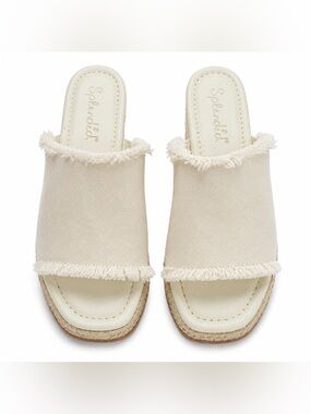 Splendid Ivory Espadrille Platform Slide Sandals Size 8